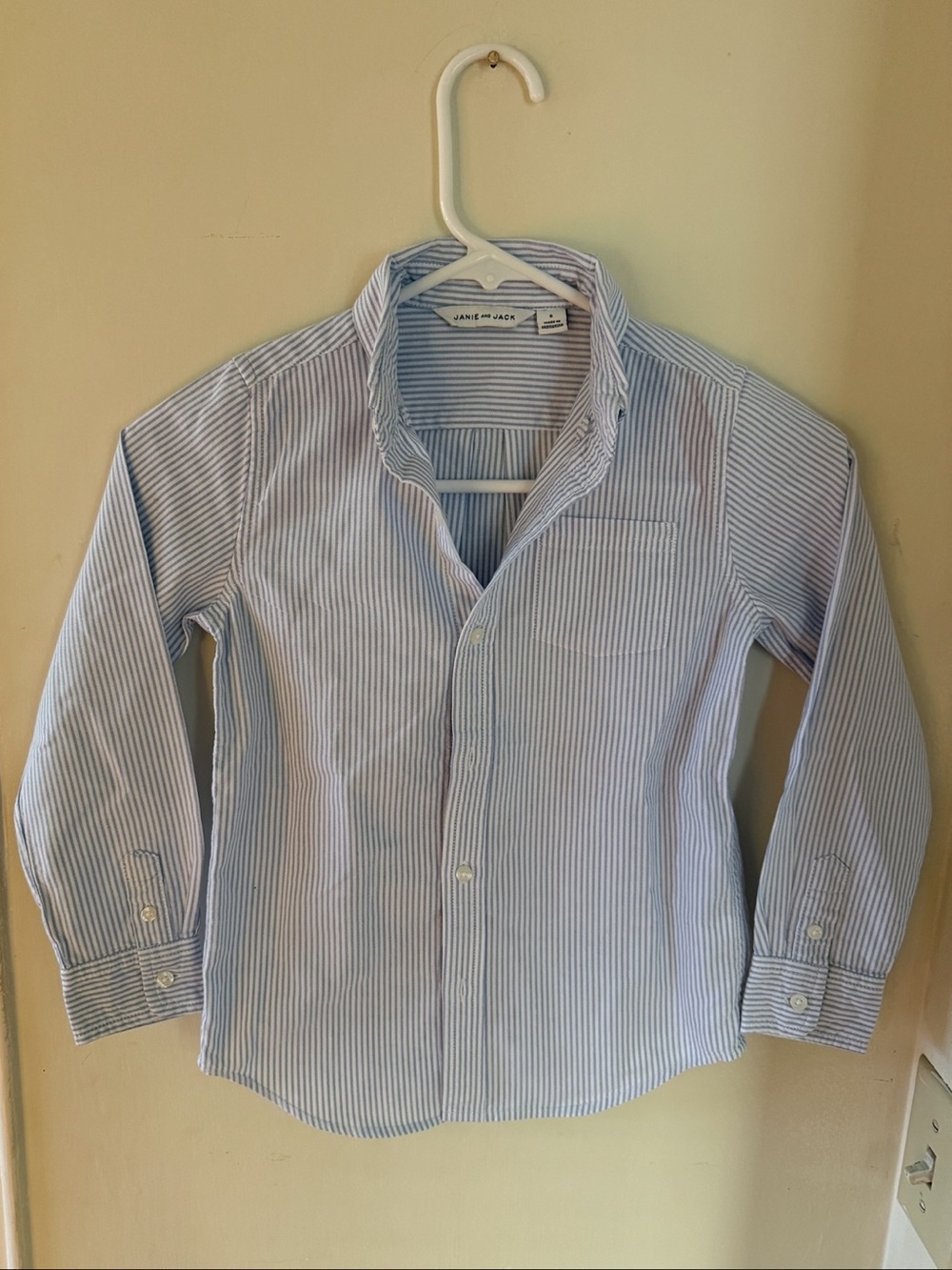 Janie and Jack Boys Blue White Striped Oxford Button-Down Shirt Size 6